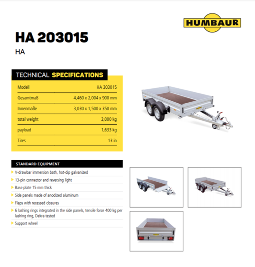 HA203015 2000kg 303x150x35cm 2öxlar. - Image 2
