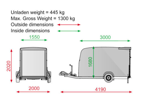 Kerra Cargo hvít.1300kg 300x155x175cm - Image 4