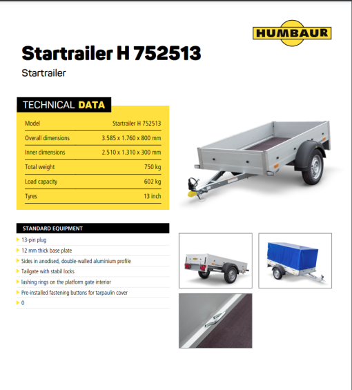 Startrailer H752513  251x131x30 750kg - Image 3