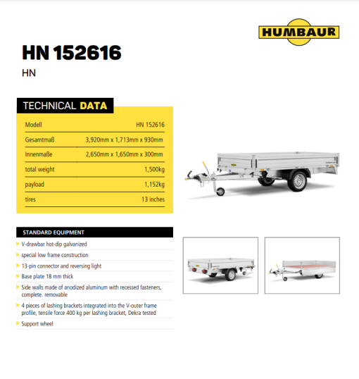 Kerra HN152616  1öxull 1500kg 265x165cm - Image 3